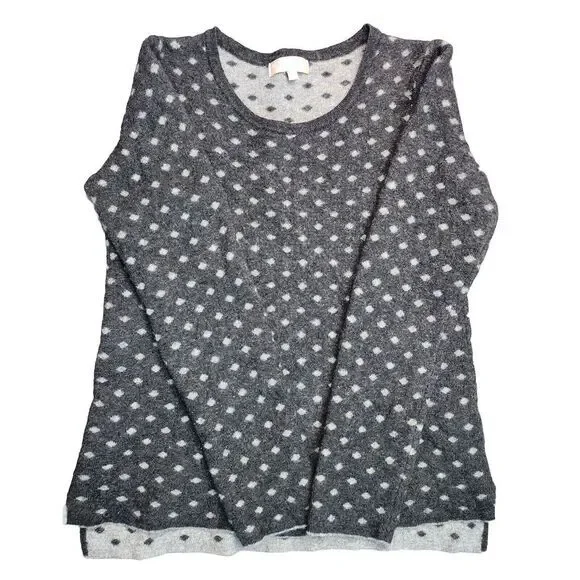 Benedetta B. Wool Cashmere Blend Grey Polka Dot Pullover Sweater L Made In Italy - Picture 2 of 9